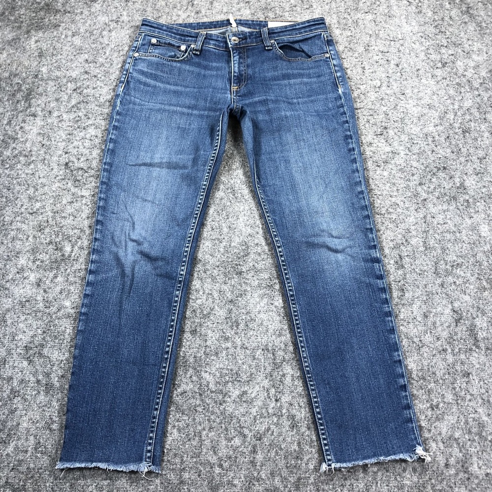 Rag & Bone Dre Jeans Womens 26 Low Rise Slim Boyfriend Raw Hem Stretch Denim